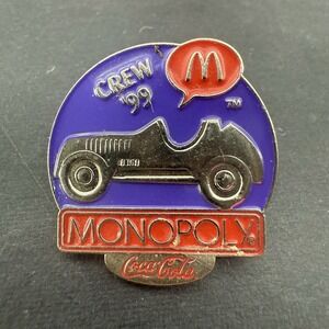 McDonald's Monopoly Coca-Cola Crew 1999 Car Employee Lapel Hat Pin